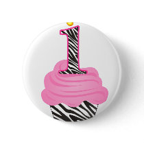 1st Birthday Diva Cupcake Button