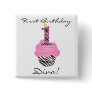 1st Birthday Diva Cupcake Button