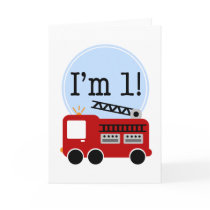 1st Birthday Fire Truck Card