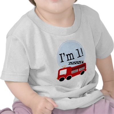 1st Birthday Fire Truck Shirt by printcreekstudio