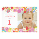 1st Birthday Garden Party Flowers Photo Invitation invitations