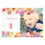 1st Birthday Garden Party Flowers Photo Invitation invitations