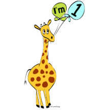 1st Birthday Giraffe with Balloons Acrylic Cut Outs