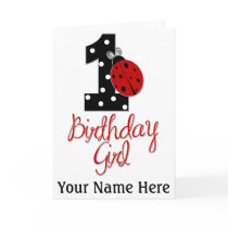 1st Birthday Girl - Lady Bug - 1 - Ladybug Greeting Cards