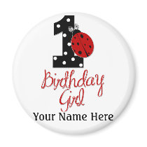 1st Birthday Girl - Lady Bug - 1 - Ladybug Magnets