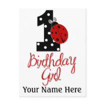 1st Birthday Girl - Lady Bug - 1 - Ladybug Postcards