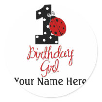 1st Birthday Girl - Lady Bug - 1 - Ladybug Sticker