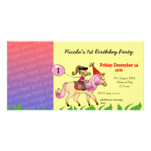 1st birthday girl party invitations (pink pony) picture card