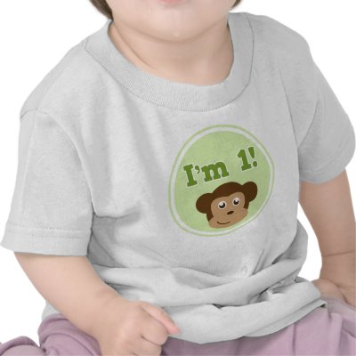 1st Birthday Monkey Tee Shirt by printcreekstudio