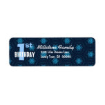 1st Birthday Party Blue Stars Labels