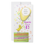 1st Birthday Party Chicken Invite Yellow Balloon photo cards