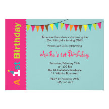 1st Birthday Party Invitation for Girls