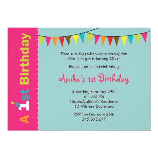 1st Birthday Party Invitation for Girls