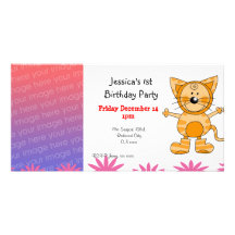 1st birthday party invitations ( cat costume ) customized photo card