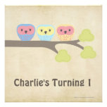 1st Birthday Party Retro Baby Owls Invitation