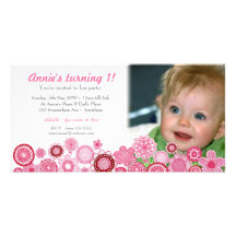1st Birthday Pink Party Invitation Photo Card