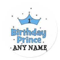 1st Birthday Prince Round Sticker