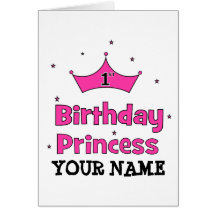 1st Birthday Princess!  with pink crown Greeting Cards