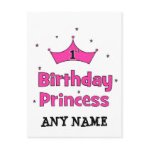 1st Birthday Princess!  with pink crown Post Cards