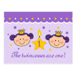 1st Birthday Twincess Invitation Postcard