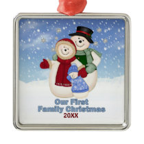 1st Christmas Blue Frosty Snowman Family Christmas Tree Ornament