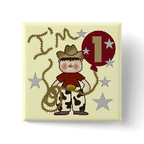 1st Cowboy Birthday Tshirts and Gifts Pin