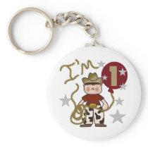 1st Cowboy Birthday Tshirts and Gifts Key Chains
