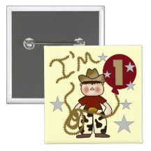 1st Cowboy Birthday Tshirts and Gifts Pin