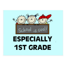 1st Grade School is Cool Tshirts and Gifts Postcards