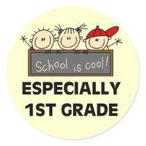 1st Grade School is Cool Tshirts and Gifts Round Sticker
