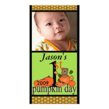 1st Halloween Pumpkin Photo Card