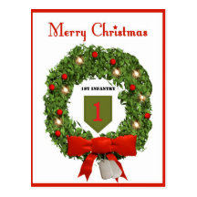 1st Infantry Military Christmas Postcard