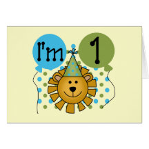 1st Lion Birthday Tshirts and Gifts Greeting Card