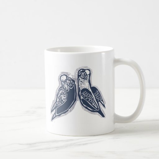 2羽の紺色インコマグ - 2 blue budgies mug