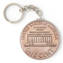 2005 Lincoln Memorial one cent copper coin, back Key Chains