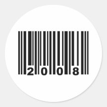 2008 barcode round stickers