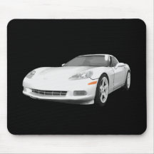 2008 Corvette: Sports Car: White Finish: Mousepads