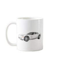 2008 Corvette: Sports Car: White Finish: Coffee Mug