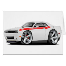 2009-11 Challenger RT White-Red Car Greeting Cards
