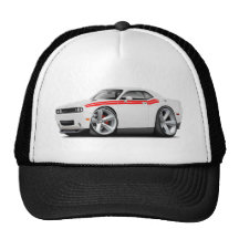 2009-11 Challenger RT White-Red Car Mesh Hats