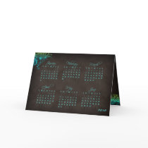 2010 Calendar Floral Greeting Card Blue Green