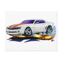 2010 Camaro White-Orange Car Postcard