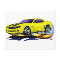 2010 Camaro Yellow-Black Car Postcards