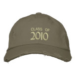 2010 graduation cap in army green embroidered hats