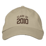 2010 graduation cap in khaki with brown font embroidered baseball cap
