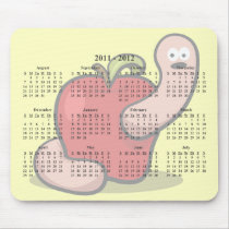 2011-2012 Worm & Apple Teacher School Calendar Mouse Pad