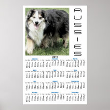 2011 Aussie Dog Watercolor Door or Wall Calendar Posters