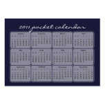 2011 Beach Vacation Pocket Calendars Business Cards