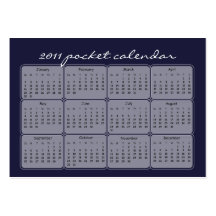 2011 Beach Vacation Pocket Calendars Business Cards