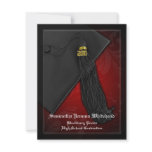 2011 Black and Red Tassel Charm Graduation Announcement